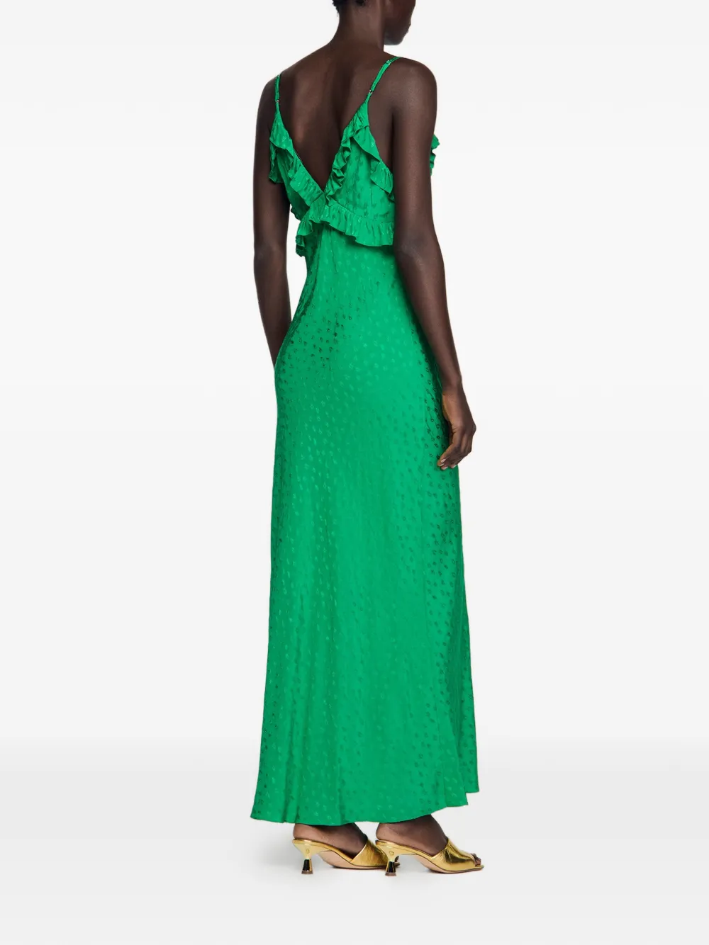  Sandro Ruffled Maxi Dress - Green 