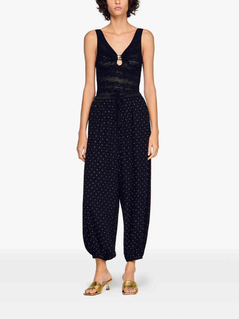 SANDRO Body met textuur en V-hals Zwart