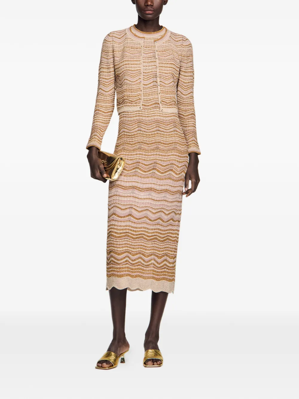 SANDRO Vest met golvend patroon Beige