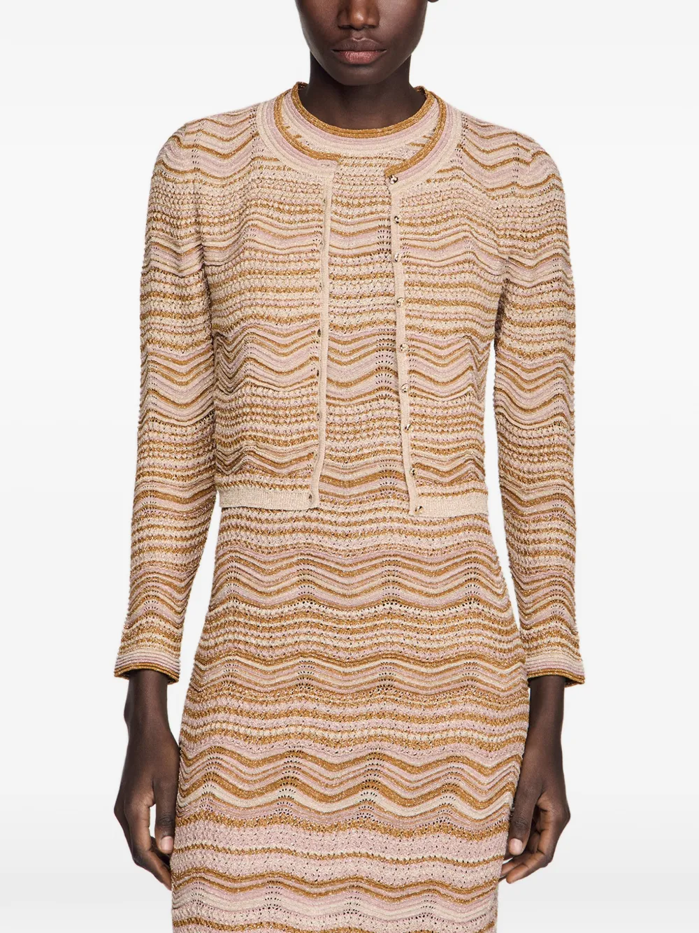 SANDRO Vest met golvend patroon Beige