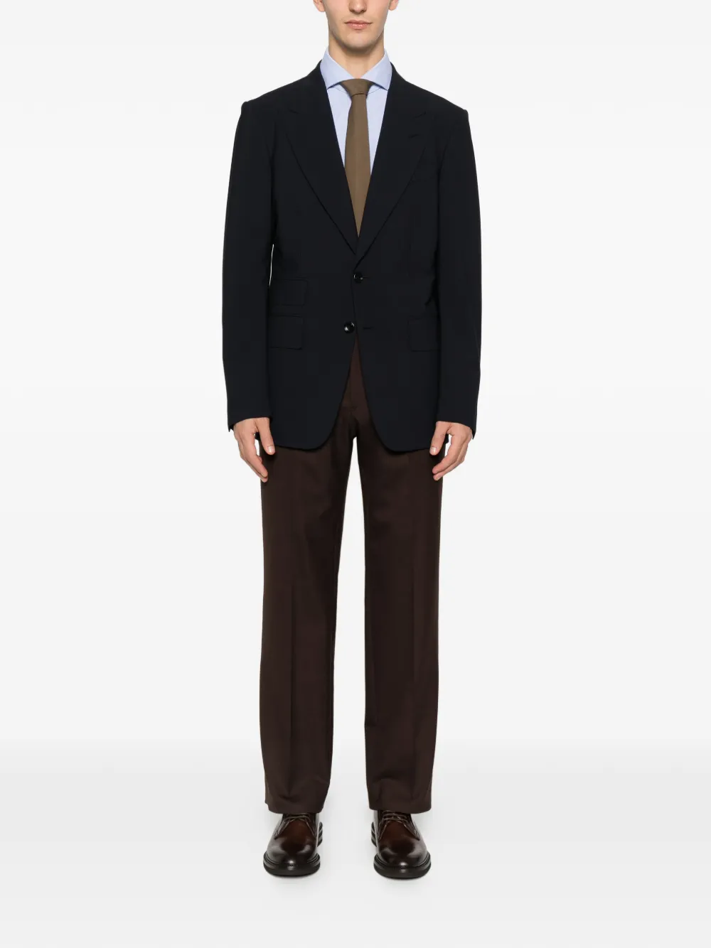 Dell'oglio Gestreept overhemd met knopen - Blauw