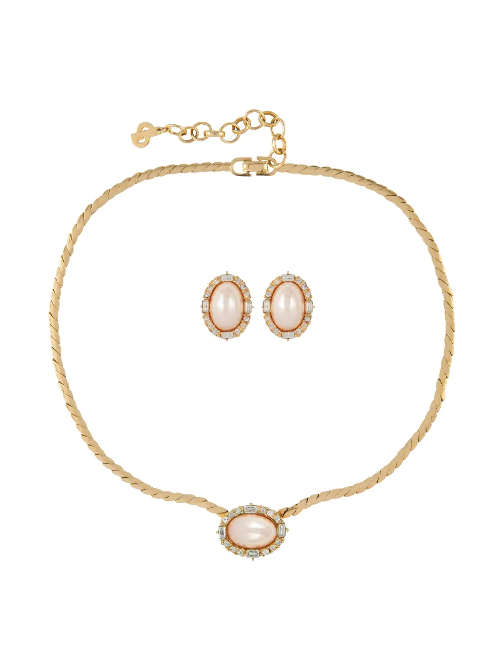 Christian Dior Pre-Owned 1980s embellished necklace and earrings set - Oro
