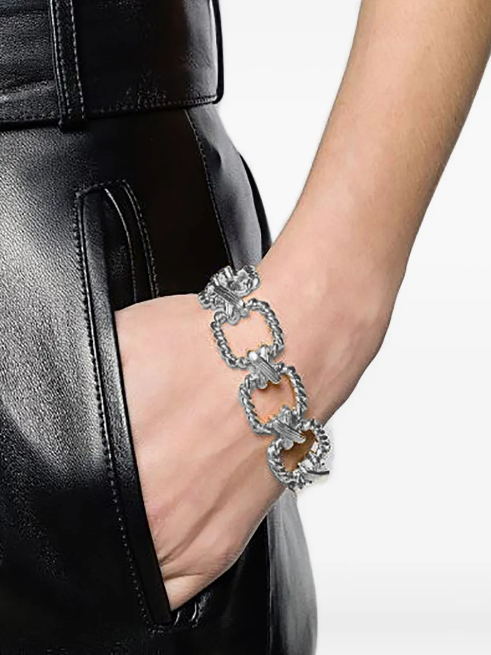 Pre-owned Nina Ricci 1980s Square-link Bracelet In Silver