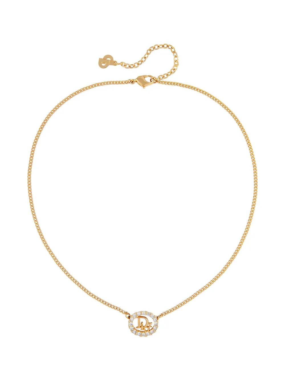 Christian Dior Pre-Owned 1980s oval-pendant necklace - Oro