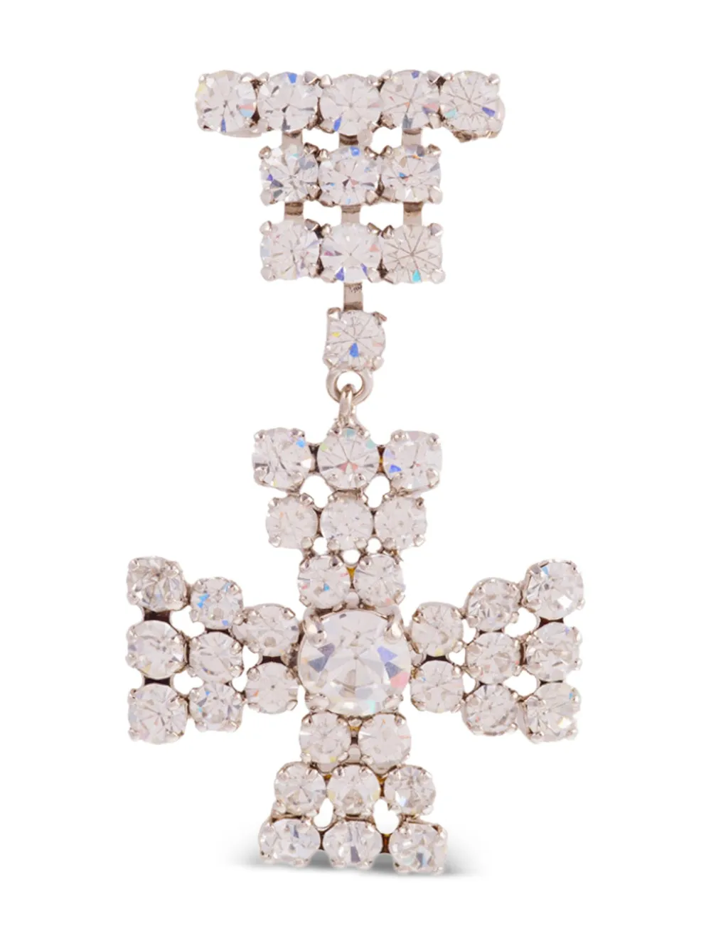 Susan Caplan Vintage 1980s crystal-embellished cross brooch - Argento