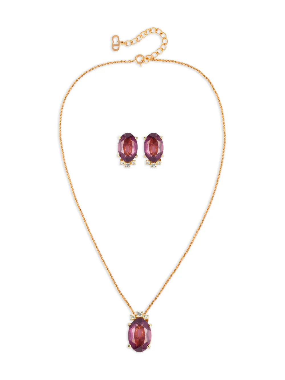 Christian Dior Pre-Owned 1980s スワロフスキークリスタル ネックレス&ピアス セット - ゴールドトーン Christian Dior Pre-Owned 1980s スワロフスキークリスタル ネックレス&ピアス セット - ゴールドトーン