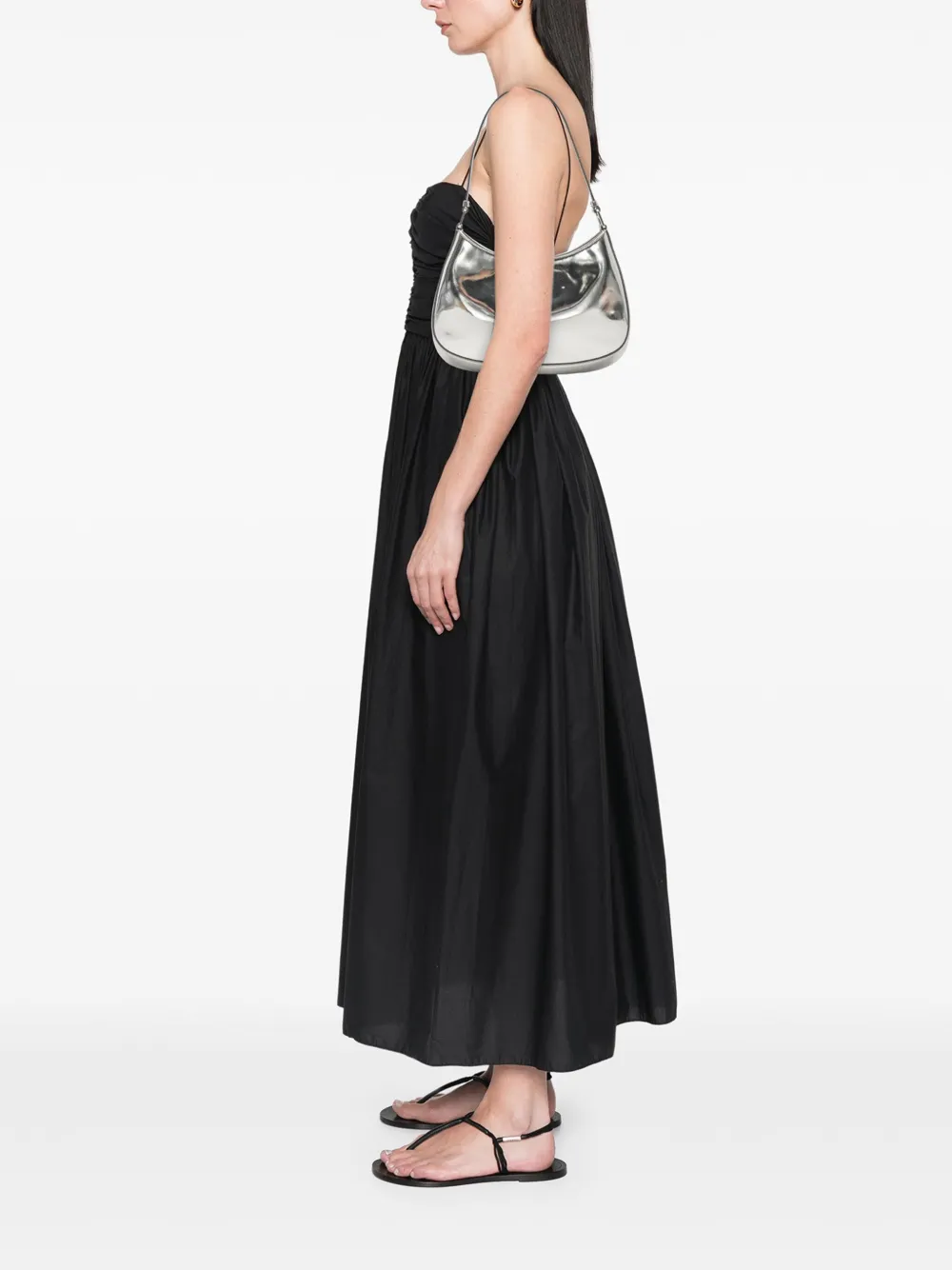 Pre-owned Prada 2000-2013 Brushed Leather Cleo Shoulder Bag In Silver