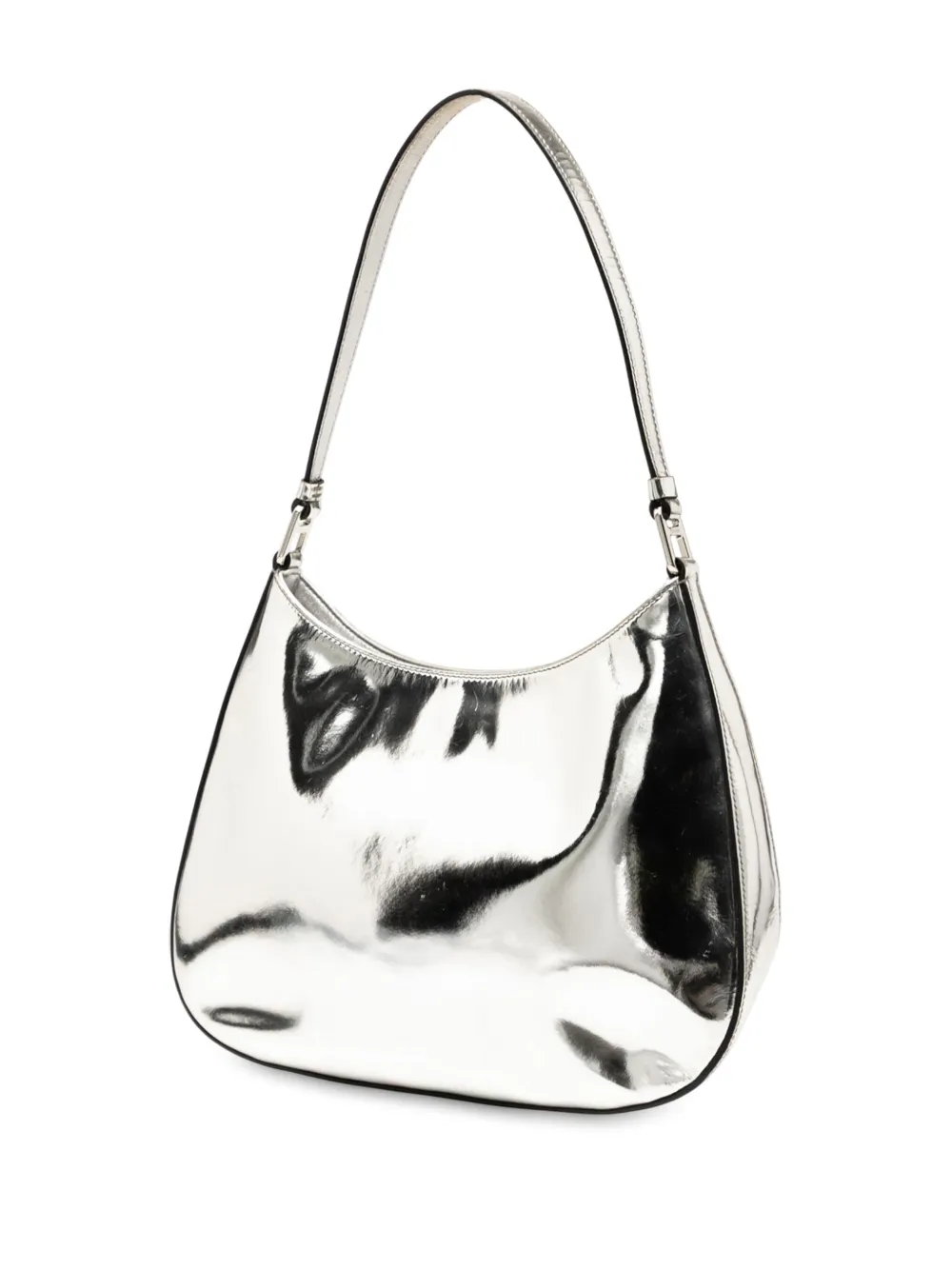 Pre-owned Prada 2000-2013 Brushed Leather Cleo Shoulder Bag In Silver
