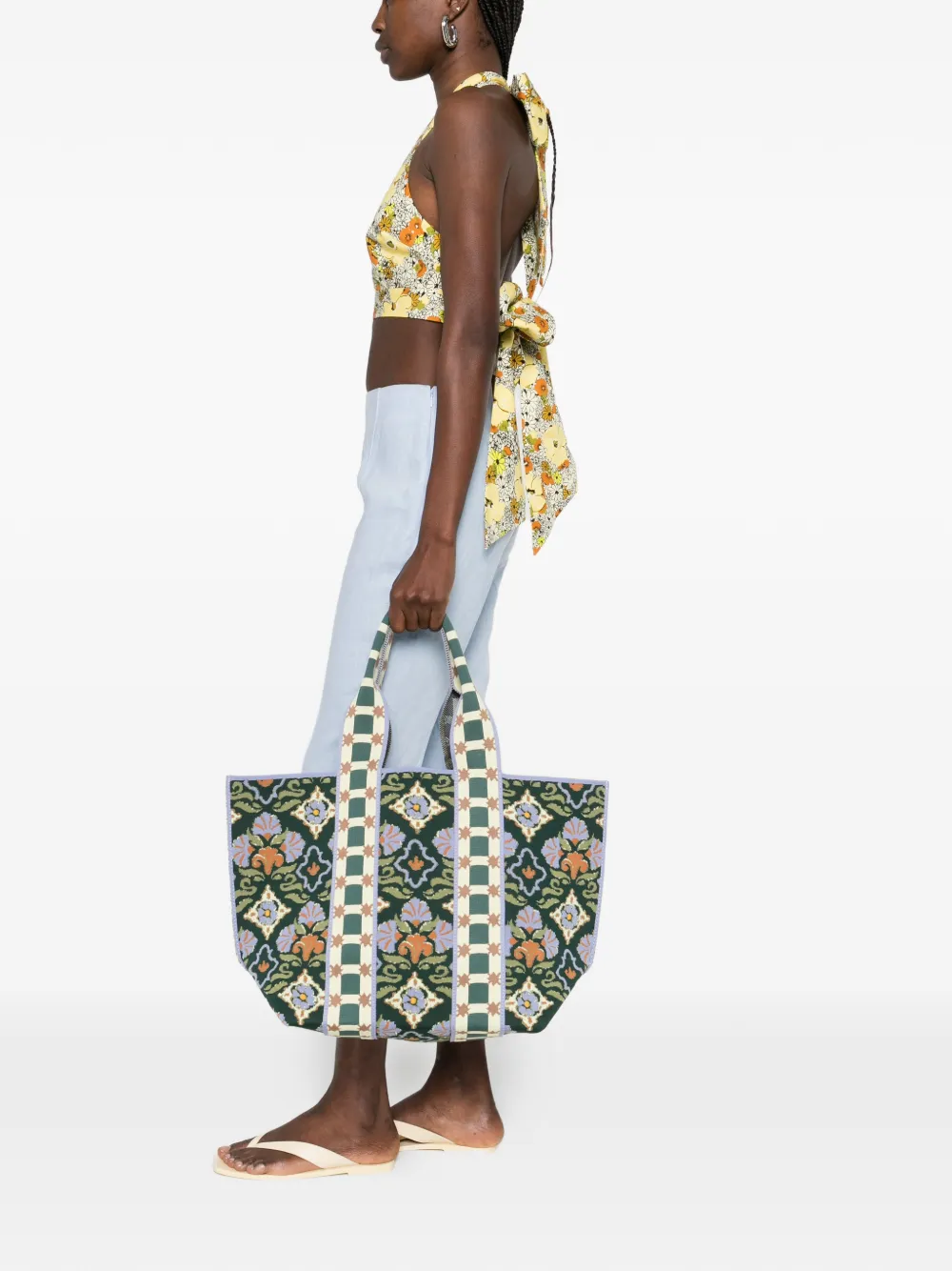 ALEMAIS maxi Cece floral-pattern tote bag - Groen