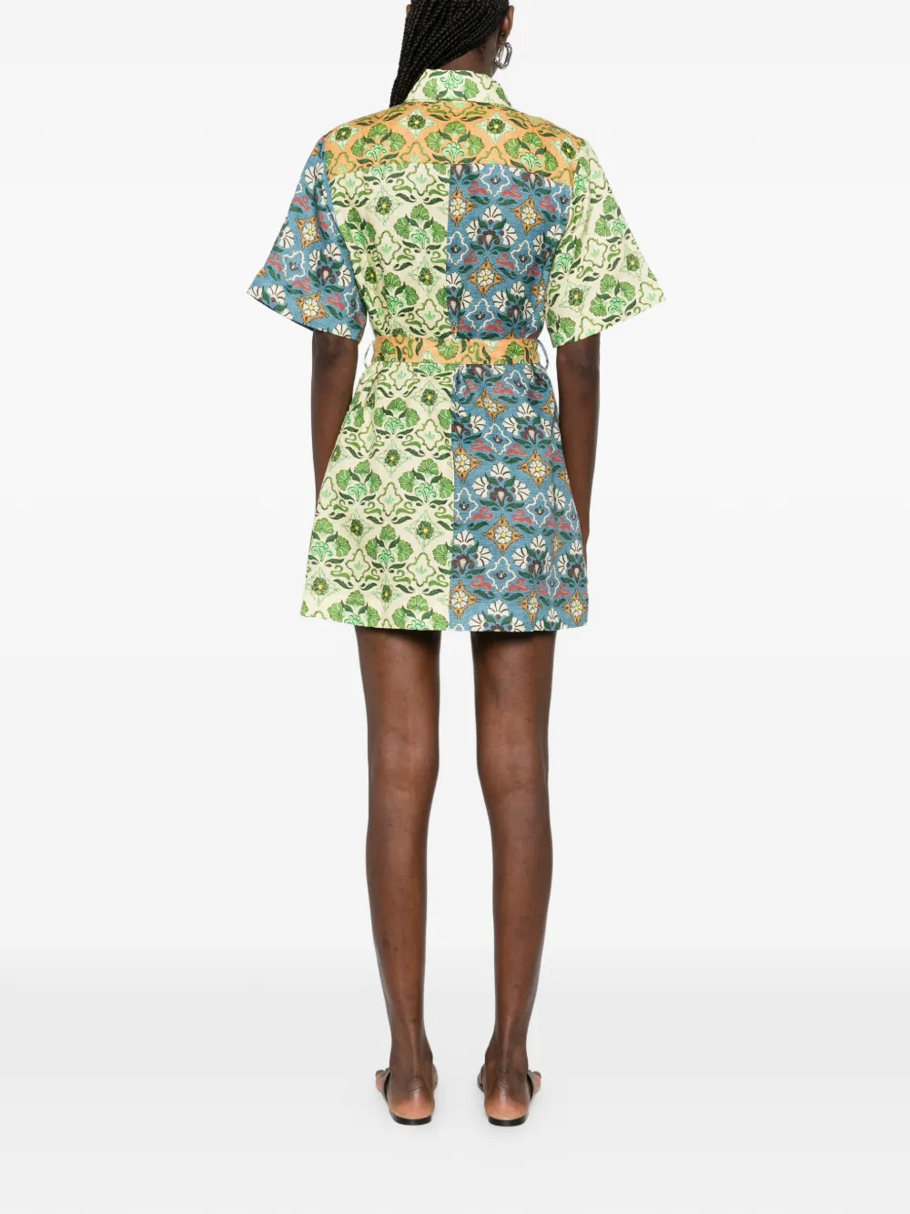 ALEMAIS Ali Spliced mini-jurk met bloemenprint en ceintuur Groen