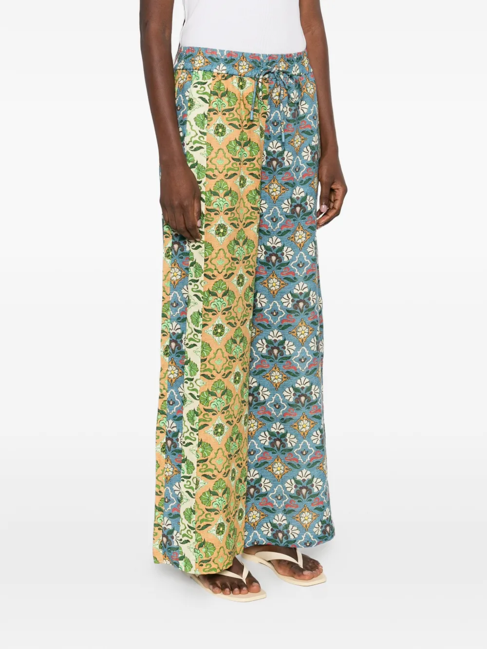  Alemais Ali Spliced Floral-print Trousers - Blue 