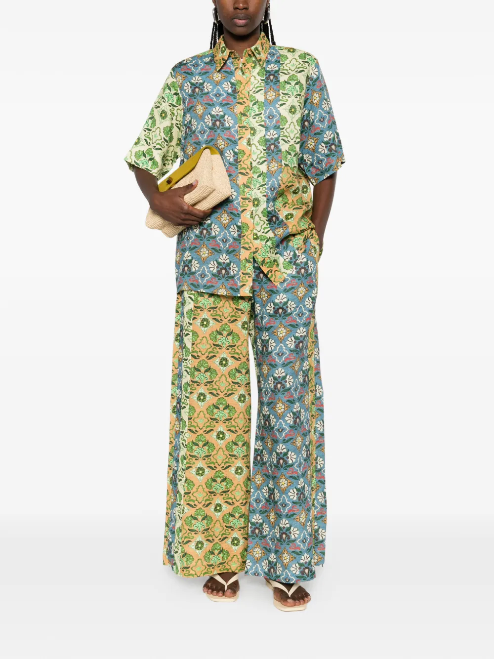 ALEMAIS Ali Spliced floral-print trousers - Blauw