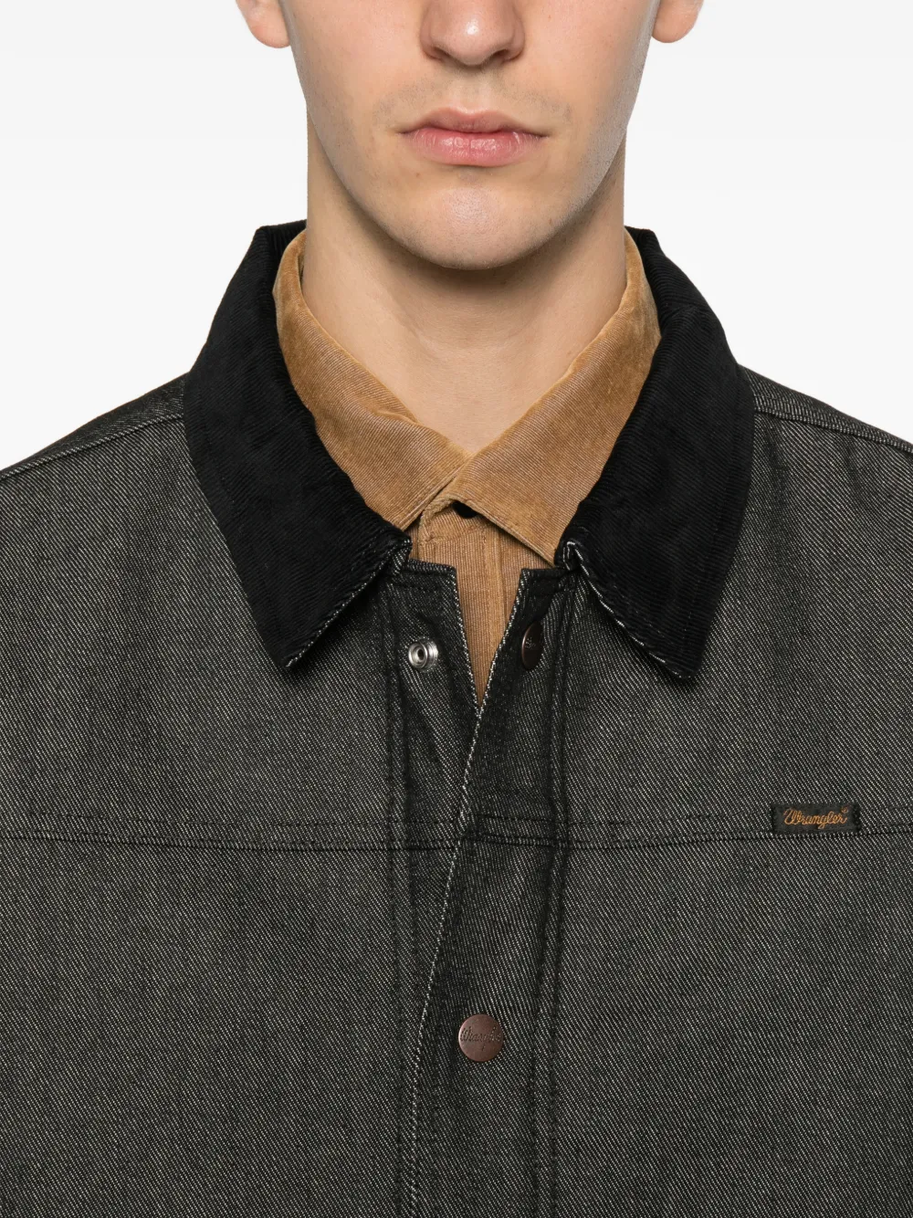 Filson X Wrangler Corduroy-collar Denim Jacket In Black