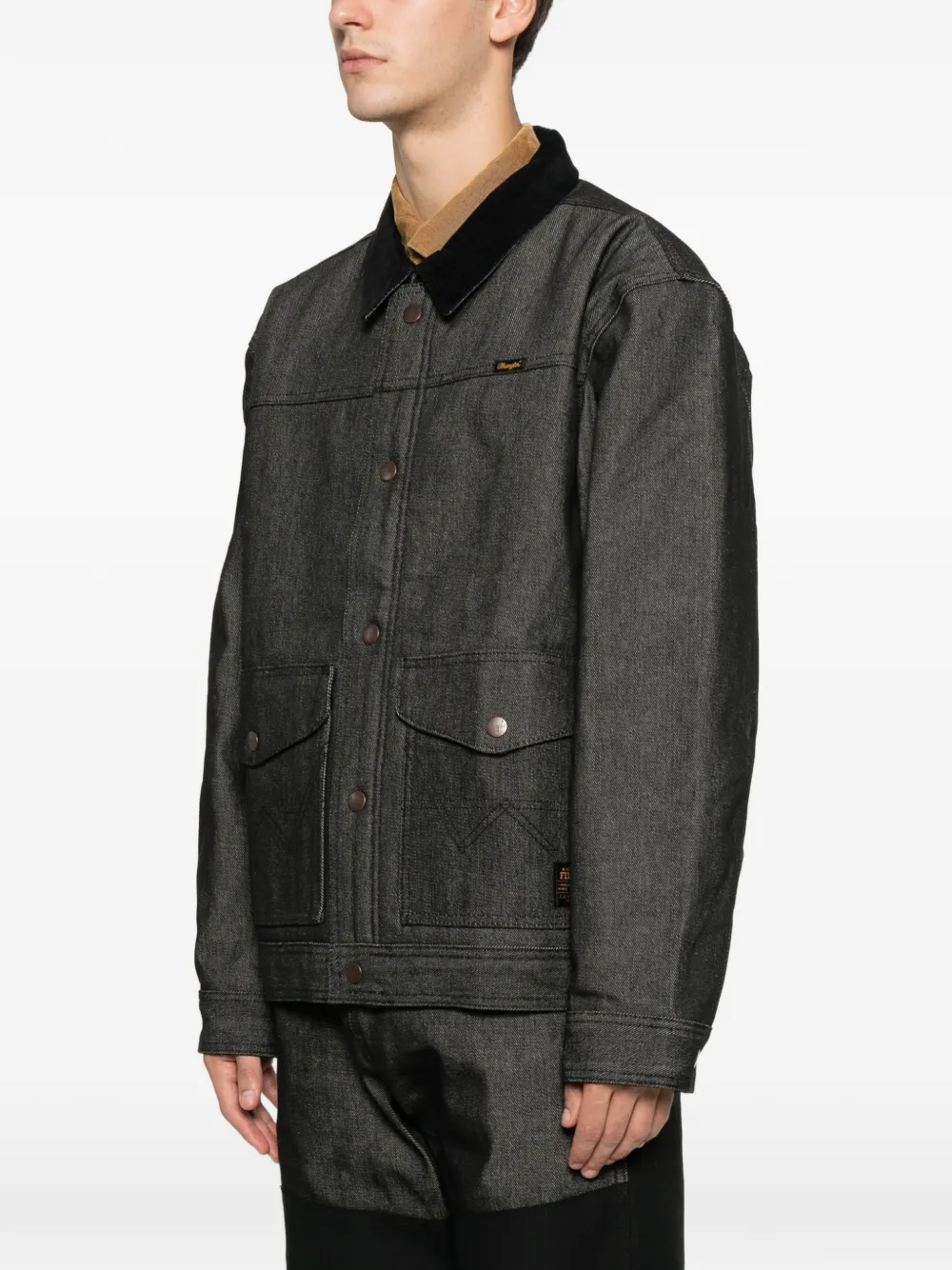 Filson X Wrangler Corduroy-collar Denim Jacket In Black
