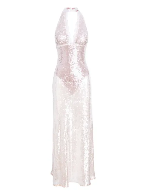 MANURÍ Pixie sequin-embellished halterneck maxi dress