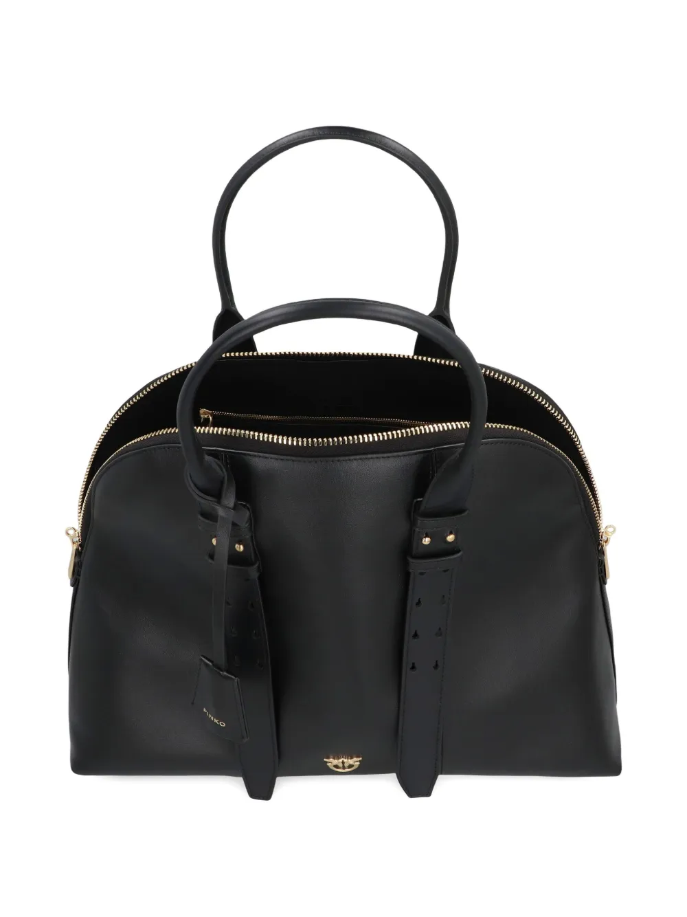 Pinko Maxi Escape Leather Tote Bag In Black