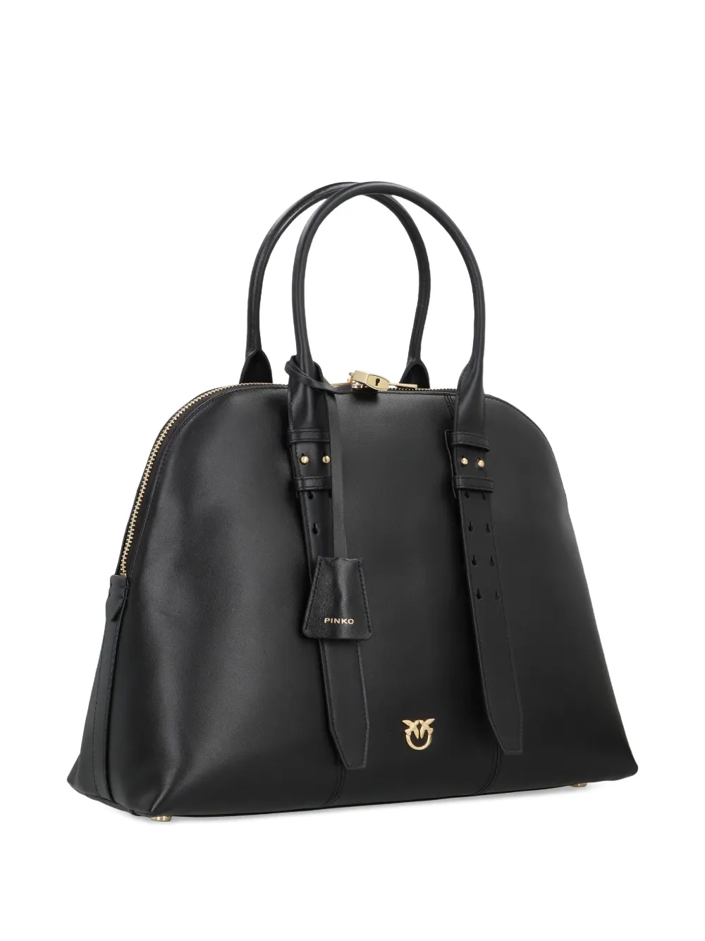 Pinko Maxi Escape Leather Tote Bag In Black