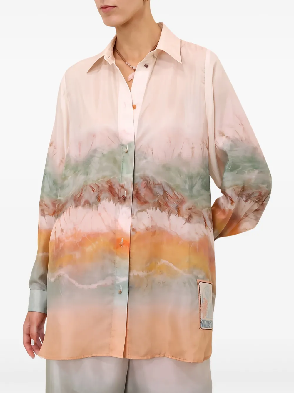 ZIMMERMANN ZIM DAYLIGHT RELAXED SHIRT TIE DYE Beige