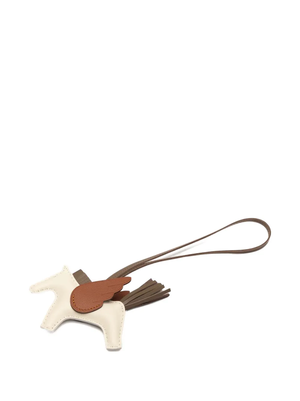 Hermès Pre-Owned 2023 Milo Lambskin and Swift GriGri Rodeo Pegasus Bag Charm key chain | White | Image 1