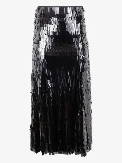 Self-Portrait fringed midi skirt