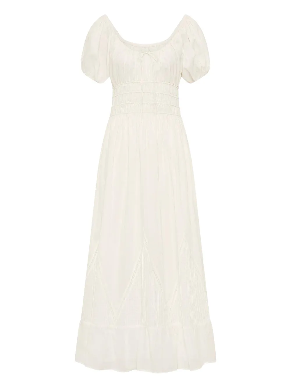 Faithfull The Brand Sunniva Puffed-sleeve Midi Dress In White