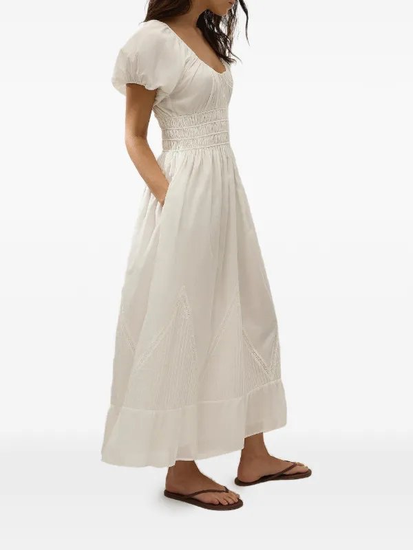 Faithfull The Brand Sunniva Puffed-sleeve Midi Dress - White