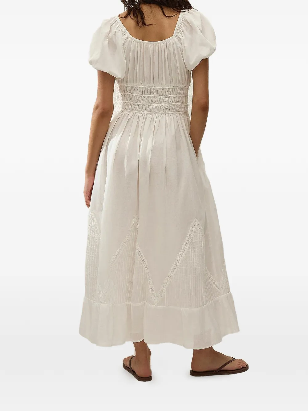 Sunniva Puffed-Sleeve Midi Dress