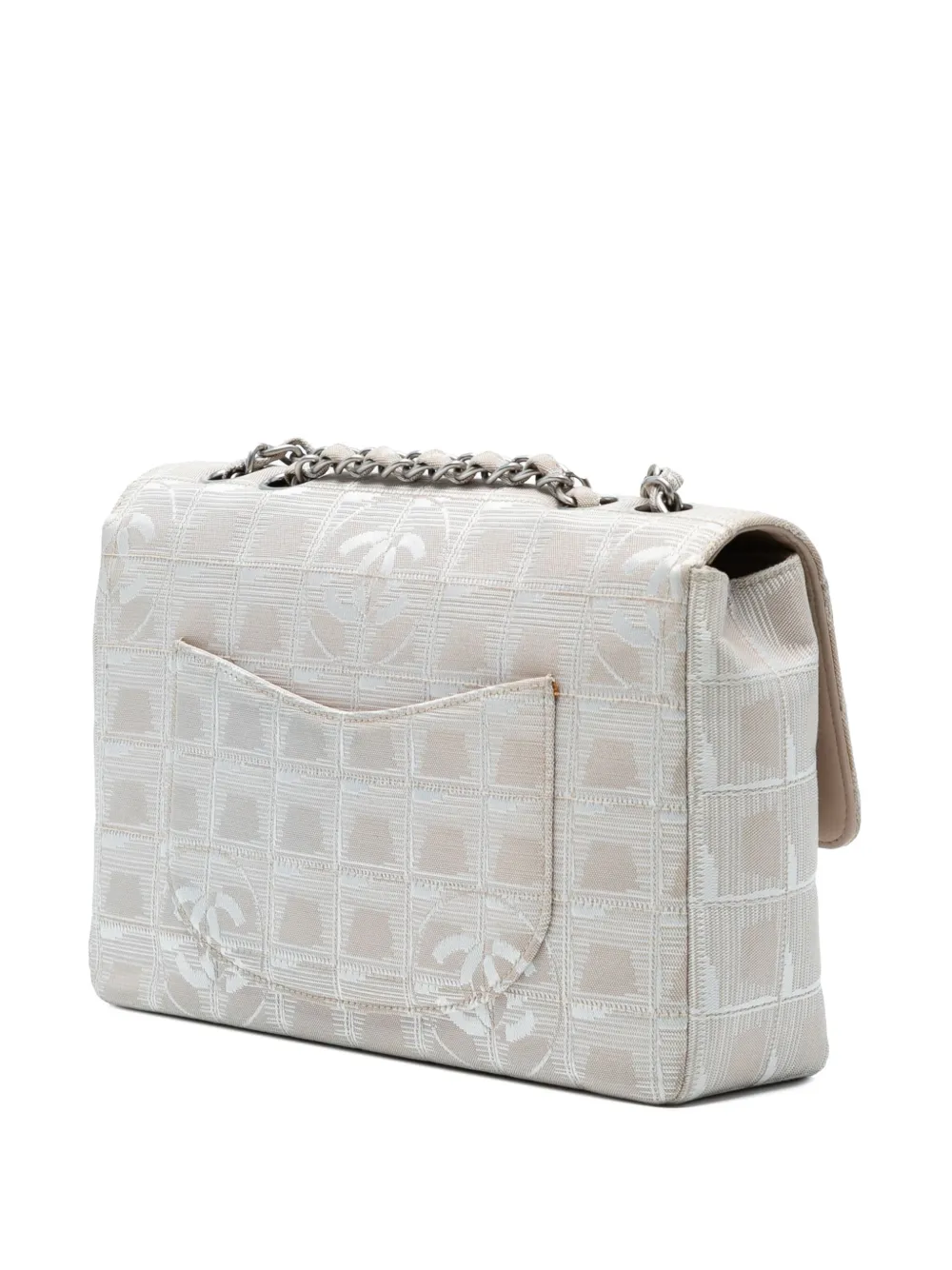 Pre-owned Chanel 2000-2002 Medium New Travel Line Nylon Single Flap Shoulder Bag In Brown