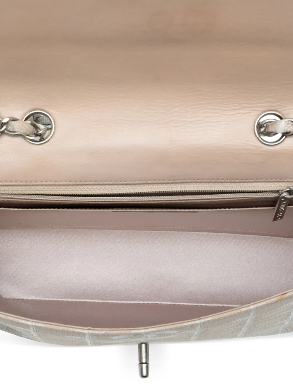 Pre-owned Chanel 2000-2002 Medium New Travel Line Nylon Single Flap Shoulder Bag In Brown