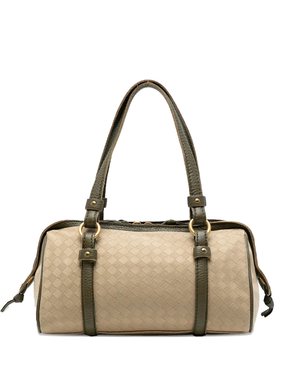 Bottega Veneta Pre-Owned Borsa Boston in raso con finiture in pelle e design Intrecciato 2000-2007 - Marrone