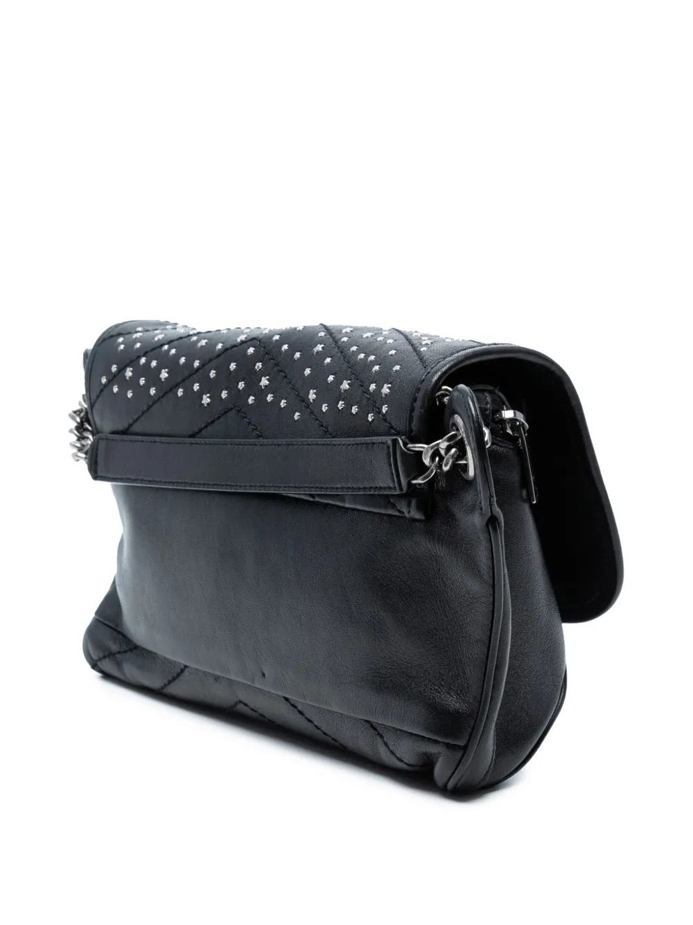 Pre-owned Saint Laurent 2019 Studded Calfskin Stardust Monogram Niki Body Bag Belt Bag In Black