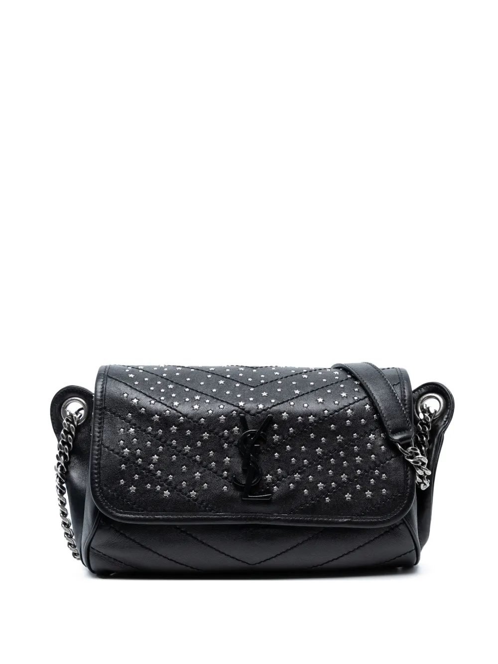 Saint Laurent Pre-Owned 2019 Studded Calfskin Stardust Monogram Niki Saint Laurent Pre-Owned 2019 Studded Calfskin Stardust Monogram Niki