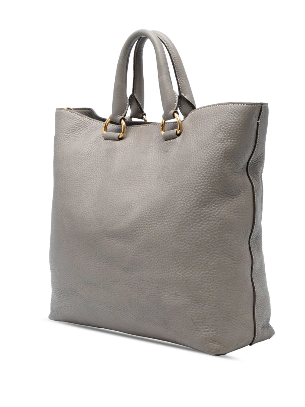 Pre-owned Prada 2000-2025 Vitello Daino Open Convertible Tote Satchel In Gray