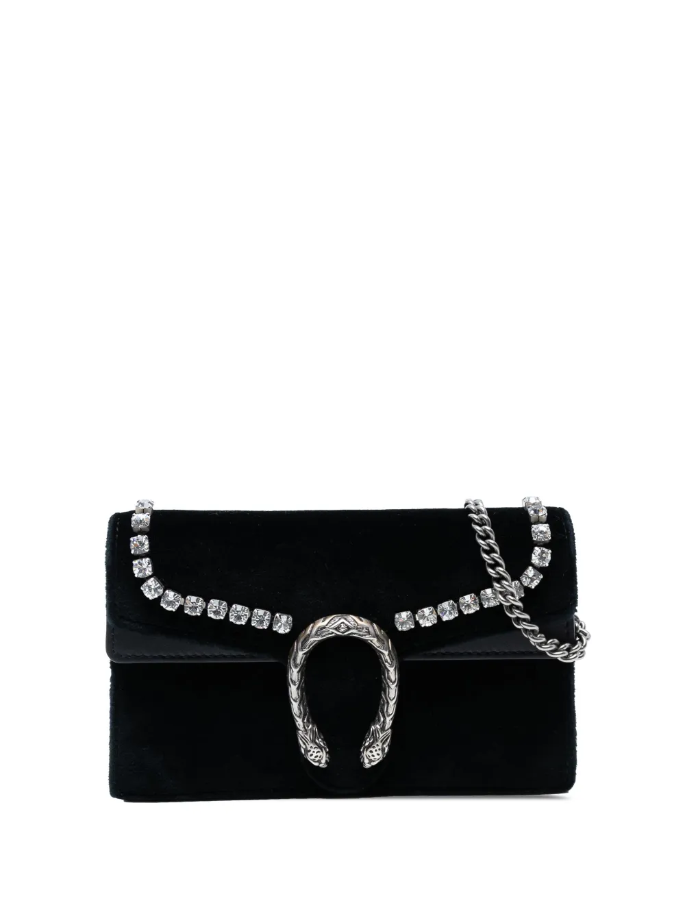 Gucci Pre-Owned 2016-2025 ミニ クリスタル ベルベット ディオニュソス ショルダーバッグ - ブラック Gucci Pre-Owned 2016-2025 ミニ クリスタル ベルベット ディオニュソス ショルダーバッグ - ブラック