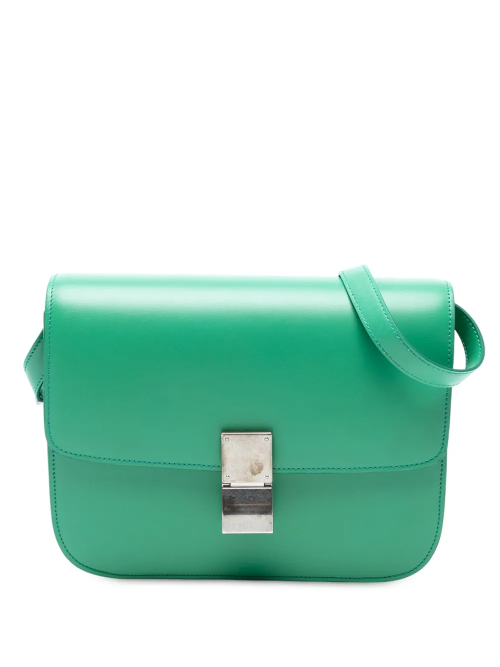 Celine Pre-Owned 2017 ミディアム カーフスキン クラシック ボックス ショルダーバッグ - グリーン Celine Pre-Owned 2017 ミディアム カーフスキン クラシック ボックス ショルダーバッグ - グリーン