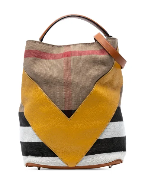 Burberry Pre-Owned Ashby Bucket rutig axelremsväska i kalvskinn från 2000-2017