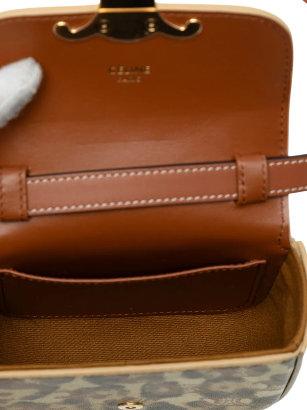 CELINE Pre-owned 2023 Mini Calfskin Leopard Print Claude Crossbody Bag In Brown