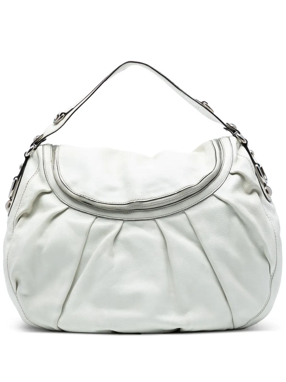 Gucci Pre-Owned 2016-2025 ミディアム ぺブルカーフ アイコンビット サッチェルバッグ - ホワイト Gucci Pre-Owned 2016-2025 ミディアム ぺブルカーフ アイコンビット サッチェルバッグ - ホワイト