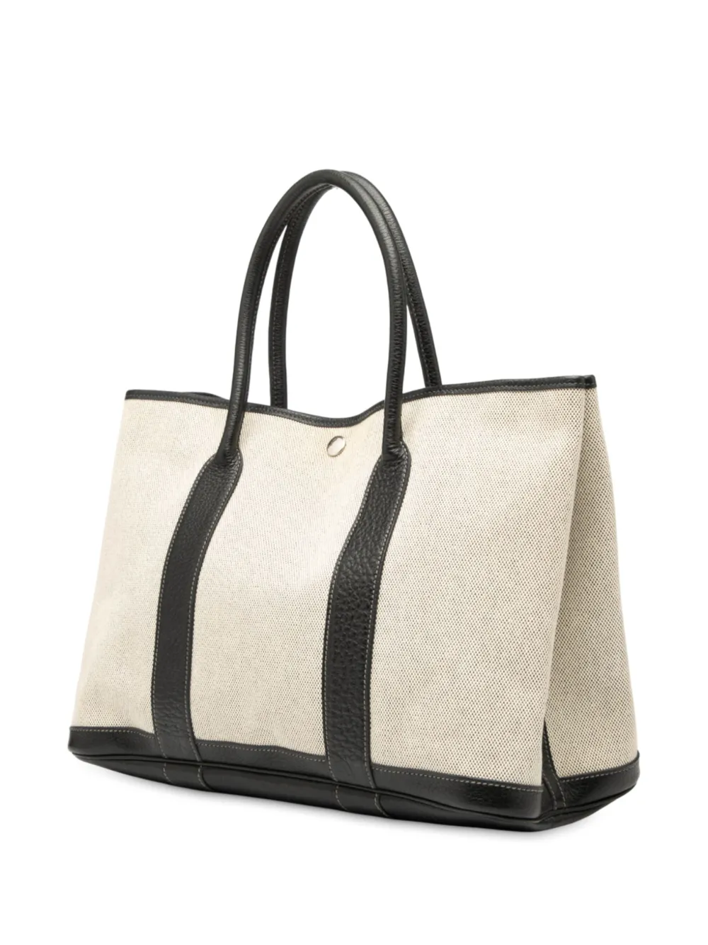 Pre-owned Hermes 2006 Toile And Negonda Garden Party 36 Tote Bag In Brown