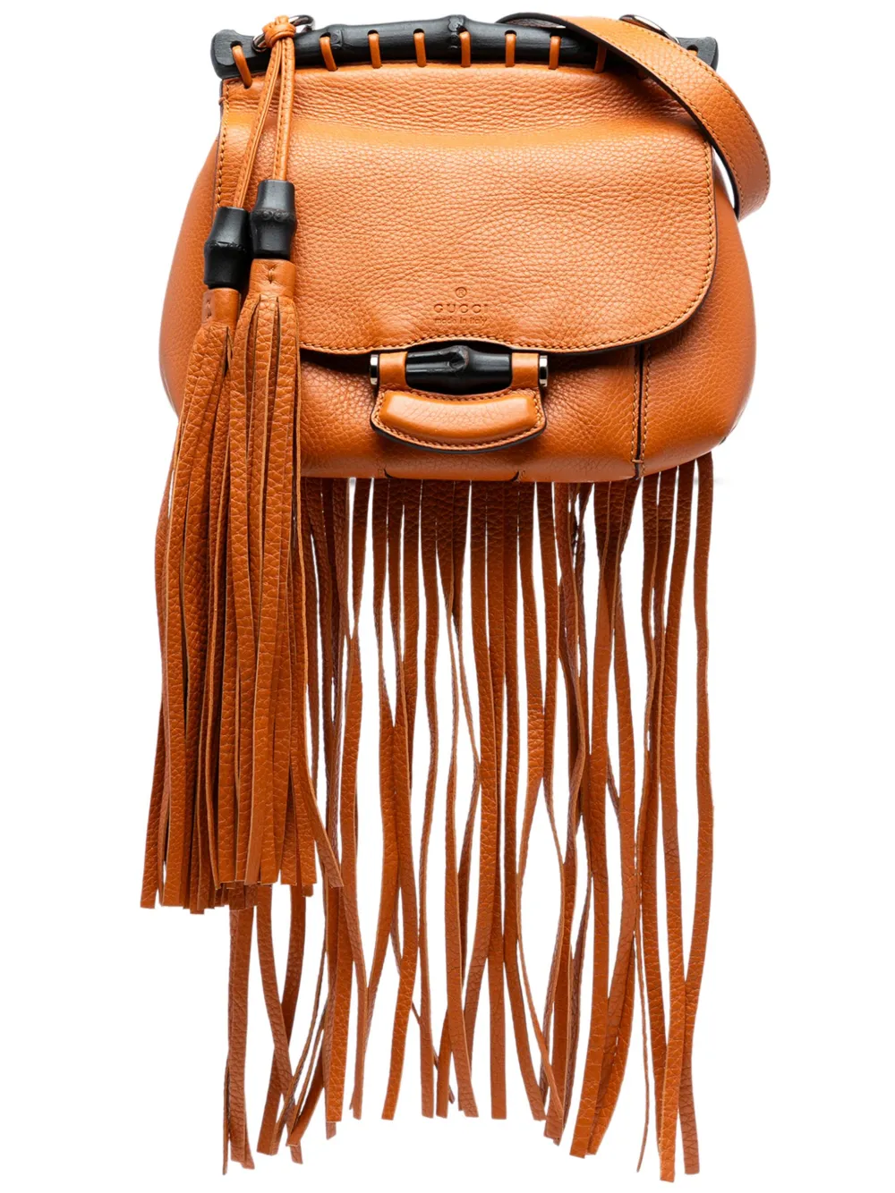 Gucci Pre-Owned 2000-2015 スモール レザー バンブー ヌーボーフリンジ ショルダーバッグ - オレンジ Gucci Pre-Owned 2000-2015 スモール レザー バンブー ヌーボーフリンジ ショルダーバッグ - オレンジ
