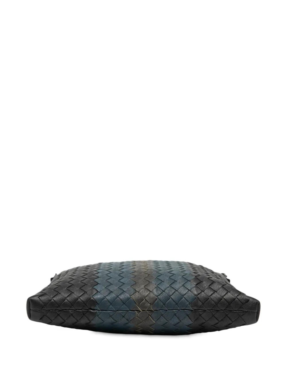 Pre-owned Bottega Veneta 2012-2025 Tricolor Leather Intrecciato Crossbody Bag In Black