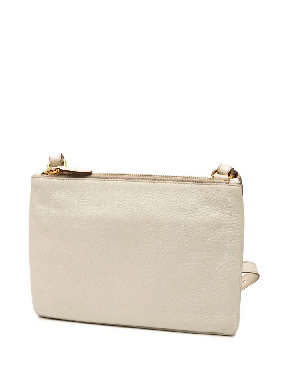 PRADA Pre-owned 2013-2025 Vitello Daino Double Zip Crossbody Bag In White