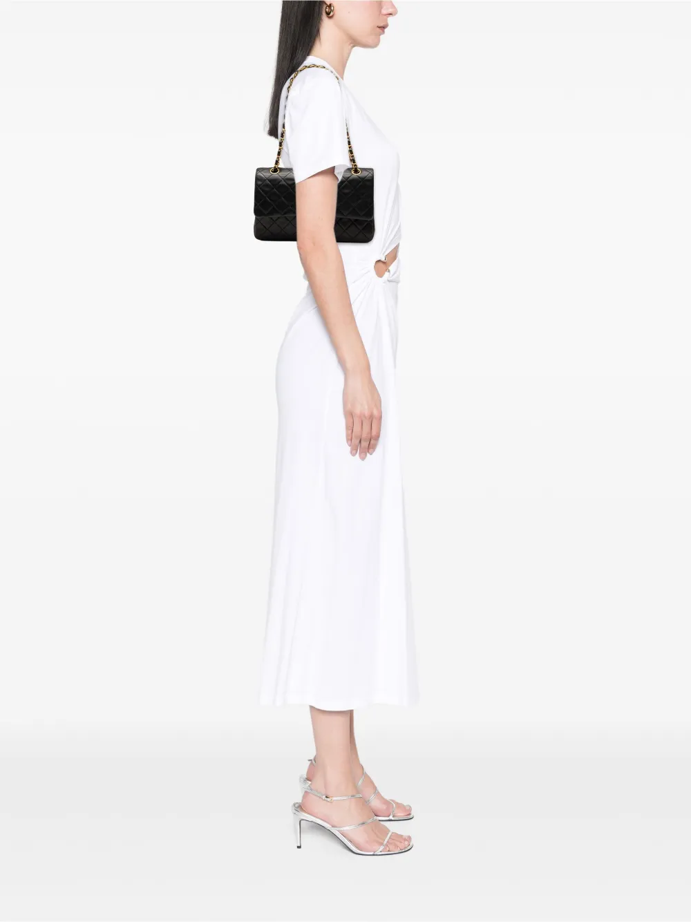 Pre-owned Chanel 1994-1996 Medium Classic Lambskin Double Flap Shoulder Bag In Black