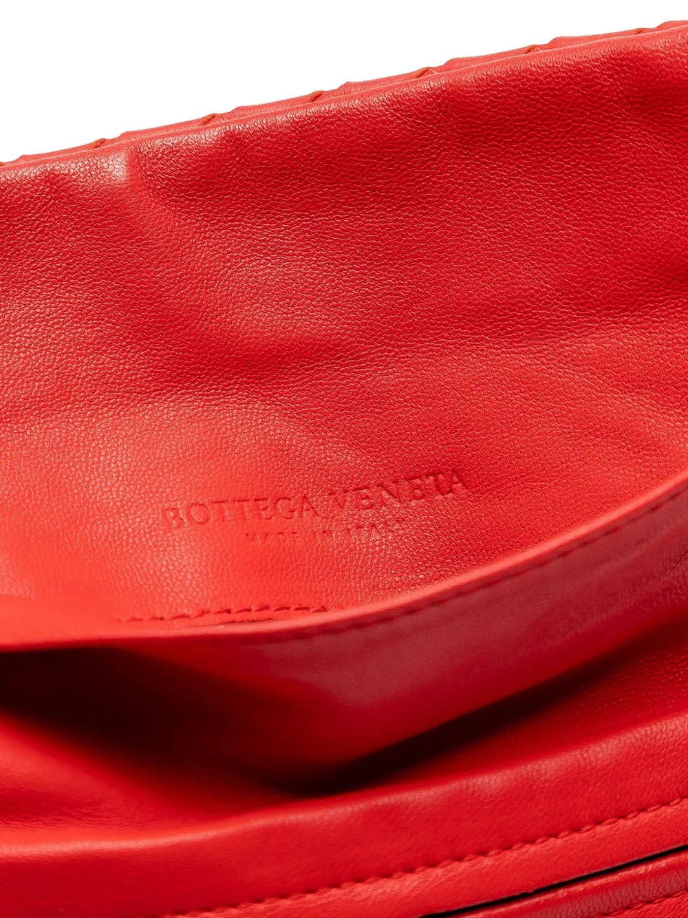 Pre-owned Bottega Veneta 2012-2025 Mini Nappa Intrecciato Expandable Chain Crossbody Bag In Red