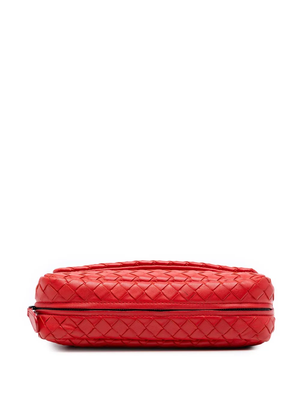 Pre-owned Bottega Veneta 2012-2025 Mini Nappa Intrecciato Expandable Chain Crossbody Bag In Red