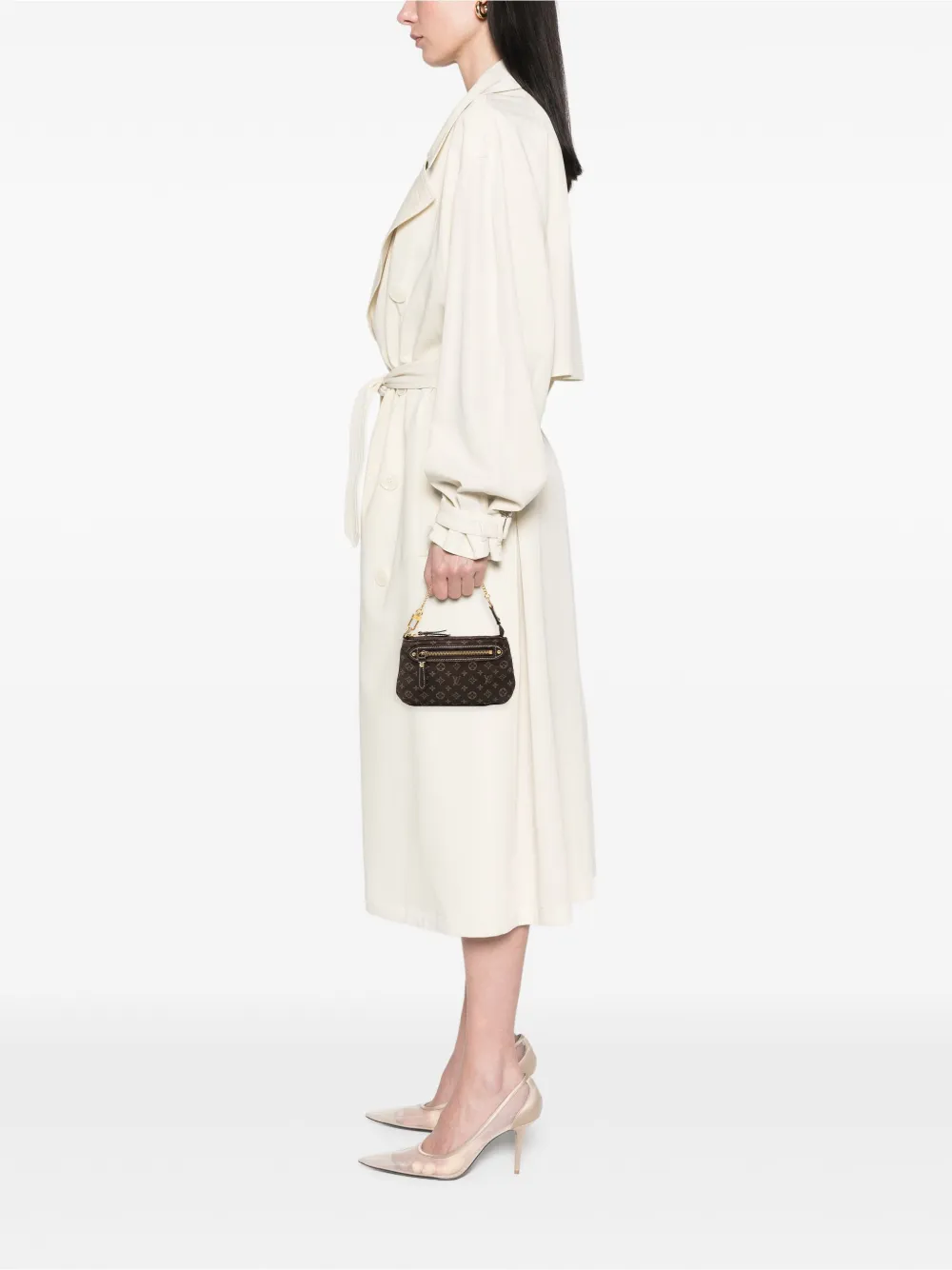 Pre-owned Louis Vuitton 2011 Monogram Mini Lin Mini Pochette Accessoires Handbag In Brown