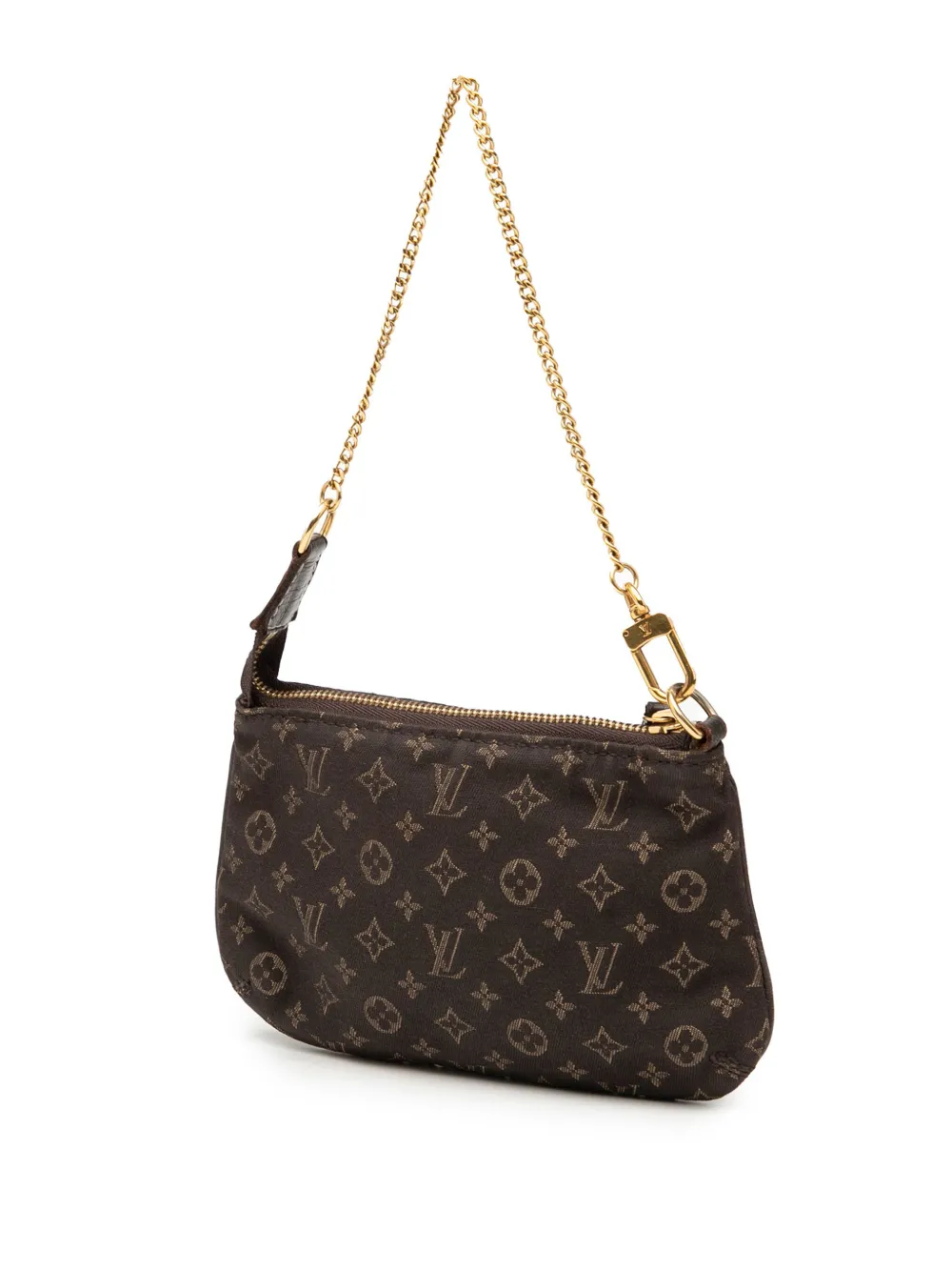 Pre-owned Louis Vuitton 2011 Monogram Mini Lin Mini Pochette Accessoires Handbag In Brown
