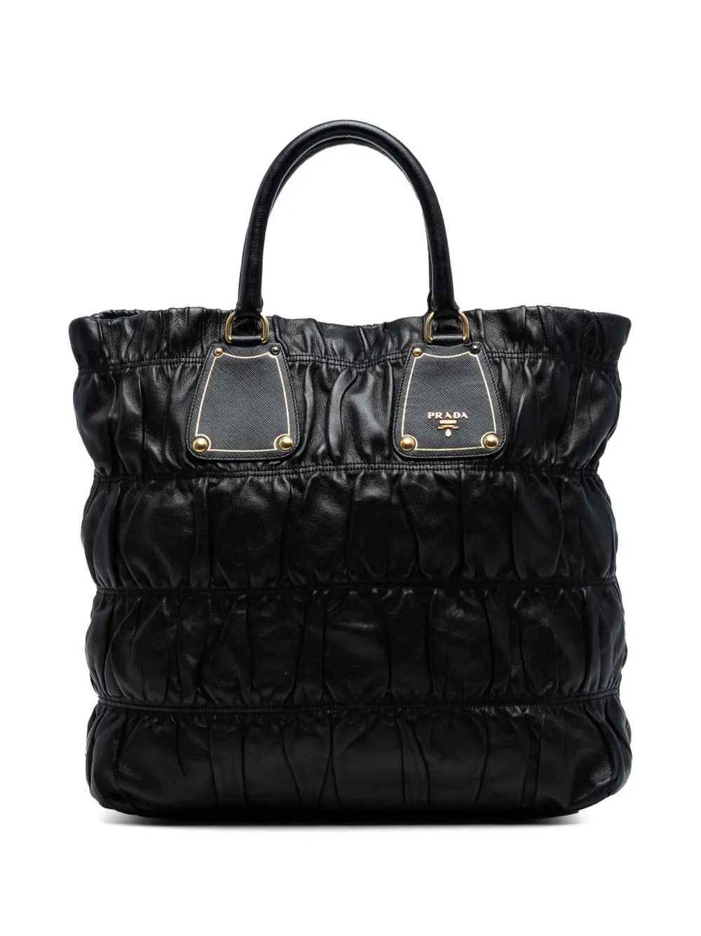 Prada Pre-Owned 2000-2013 ナッパ ゴーフル ハンドバッグ - ブラック Prada Pre-Owned 2000-2013 ナッパ ゴーフル ハンドバッグ - ブラック