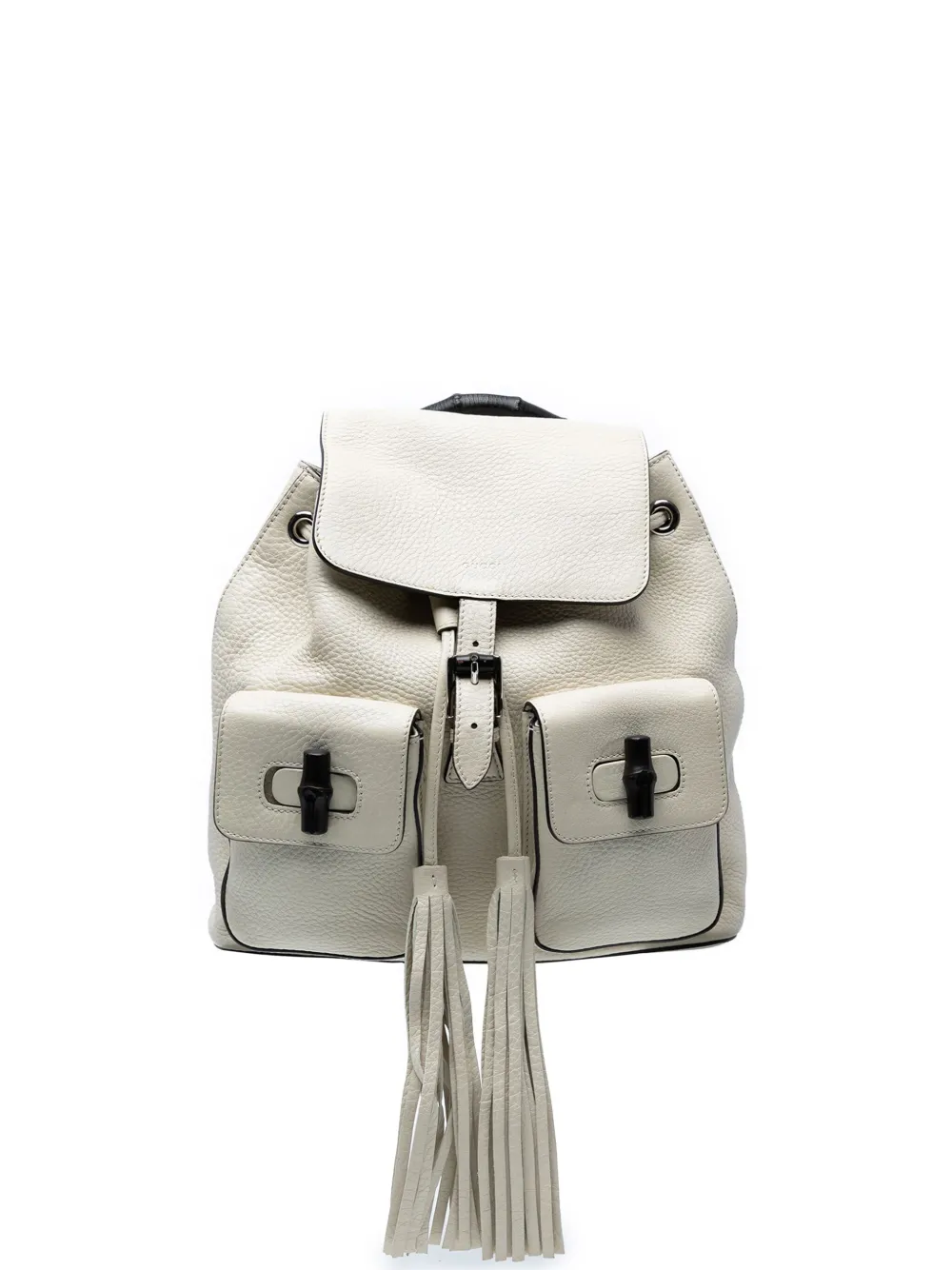 Gucci Pre-Owned 2016-2025 レザー バンブータッセル バックパック - ホワイト Gucci Pre-Owned 2016-2025 レザー バンブータッセル バックパック - ホワイト