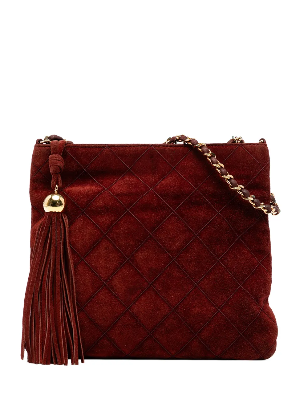 CHANEL Pre-Owned 1997-1999 ココマーク マトラッセ スエード タッセル ショルダーバッグ - レッド CHANEL Pre-Owned 1997-1999 ココマーク マトラッセ スエード タッセル ショルダーバッグ - レッド